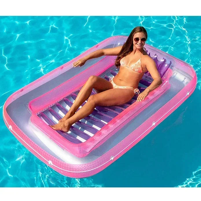 Plastic Inflatable Water Swimming Bed Mattress Float with Pillow PVC Inflatable Tanning Pool Suntan Tub