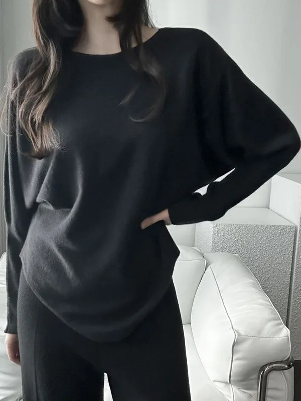 ay Batwing Sve oulder Bared Loose Knitwear Women's Autumn Winter Sle Casual Loose Design Unique Korean Faion Sweater