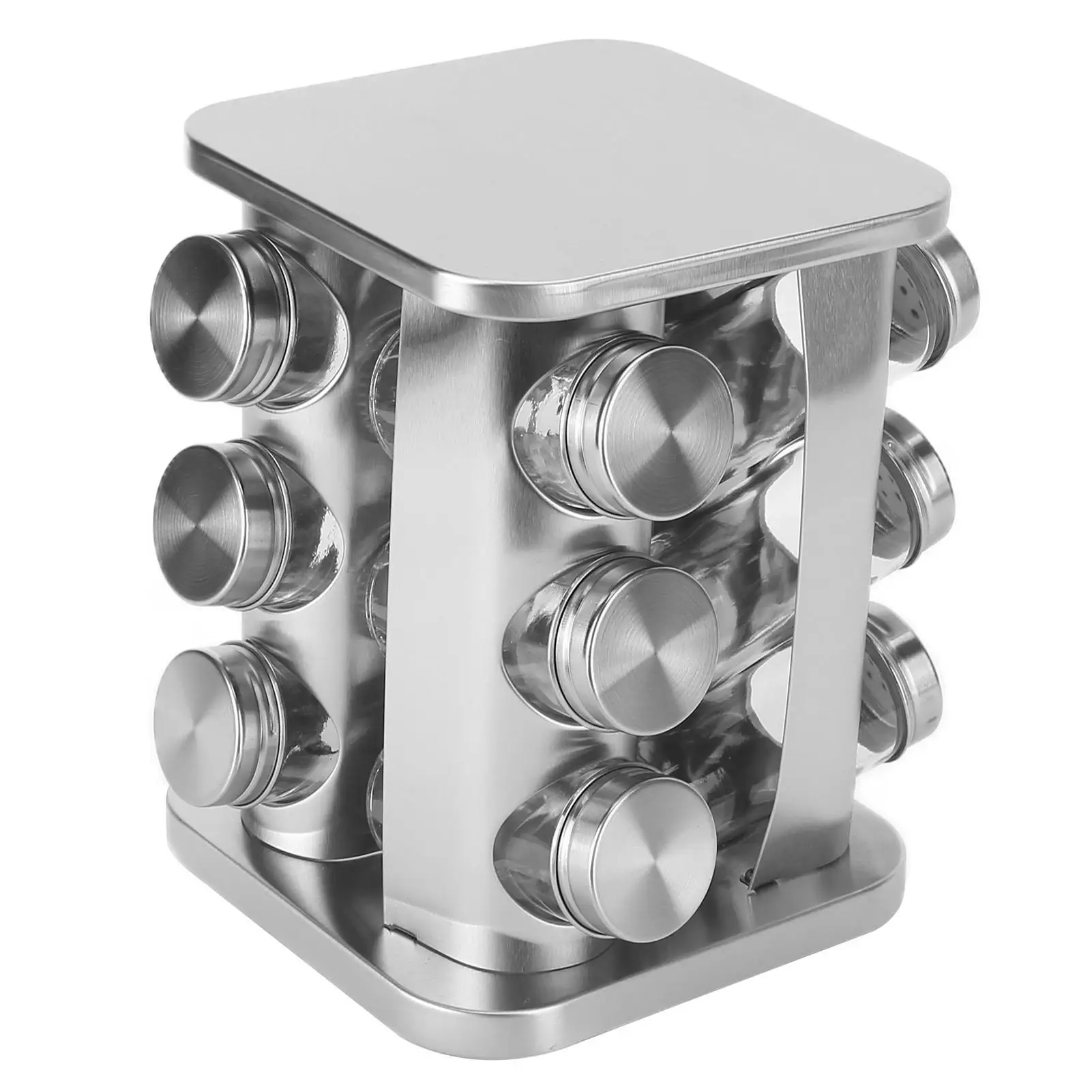 

Stainless Steel Revolving Spice Rack - Rotating Seasoning Jar Organizer with Stable Base for Kitchen for countertop