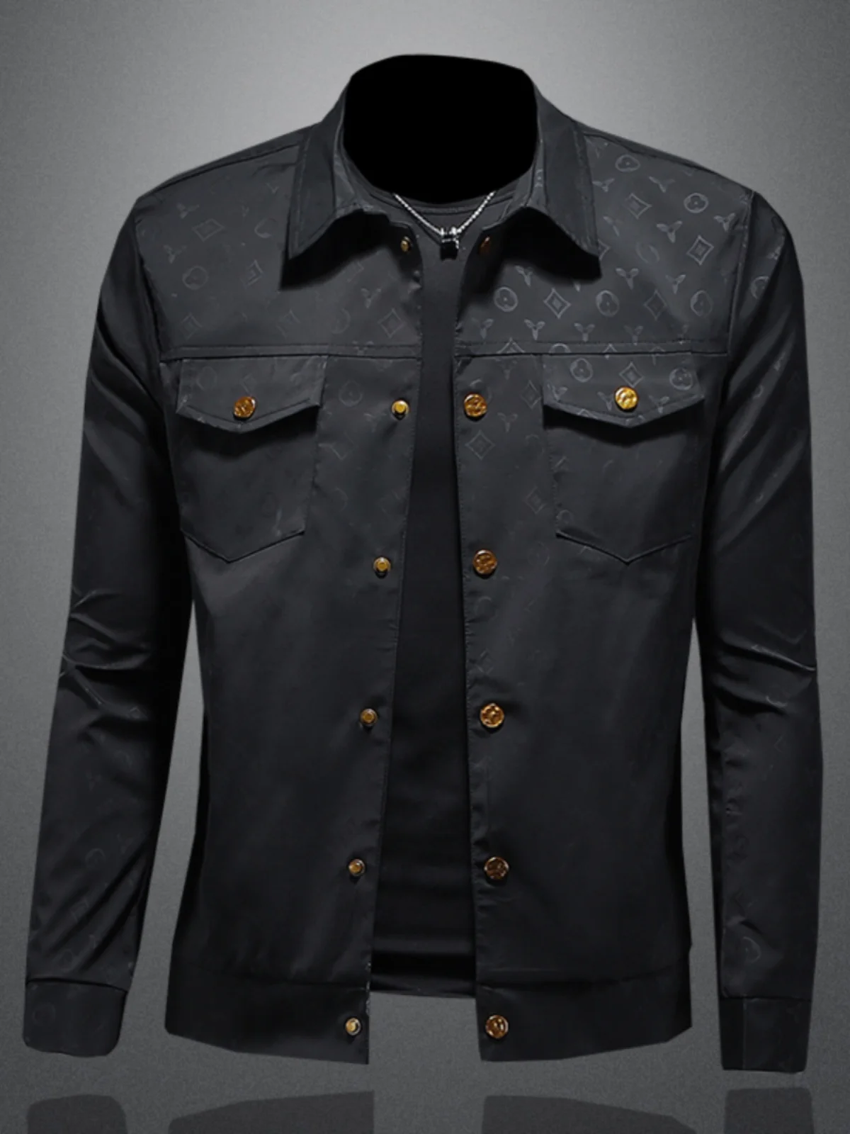 

Slim Fit Workwear Jaet for Men Spring Autumn Sle High End Trendy Brand Printed Lapel Faionable Jaet Youth ular