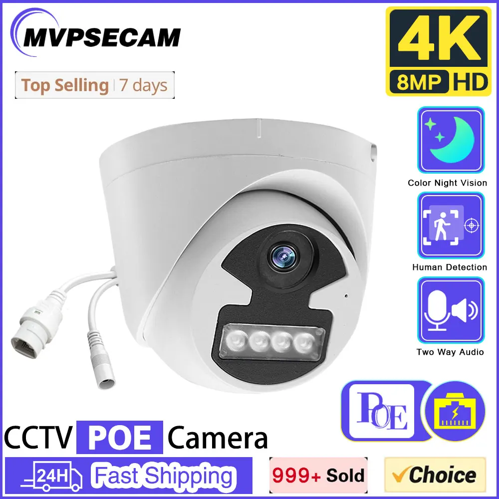 night vision cctv poe camera de seguranca teto em casa interior camera dome ip audio 2 way camera de vigilancia de video 4k full color 8mp 01