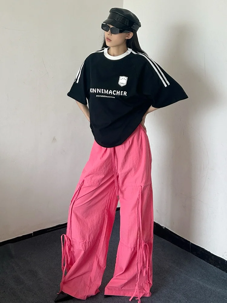 Pantaloni a gamba larga a vita alta Street Sle Pantaloni lunghi larghi da donna Jazz Sa Functionali Abbigliamento da lavoro hip-hop alla moda Bla