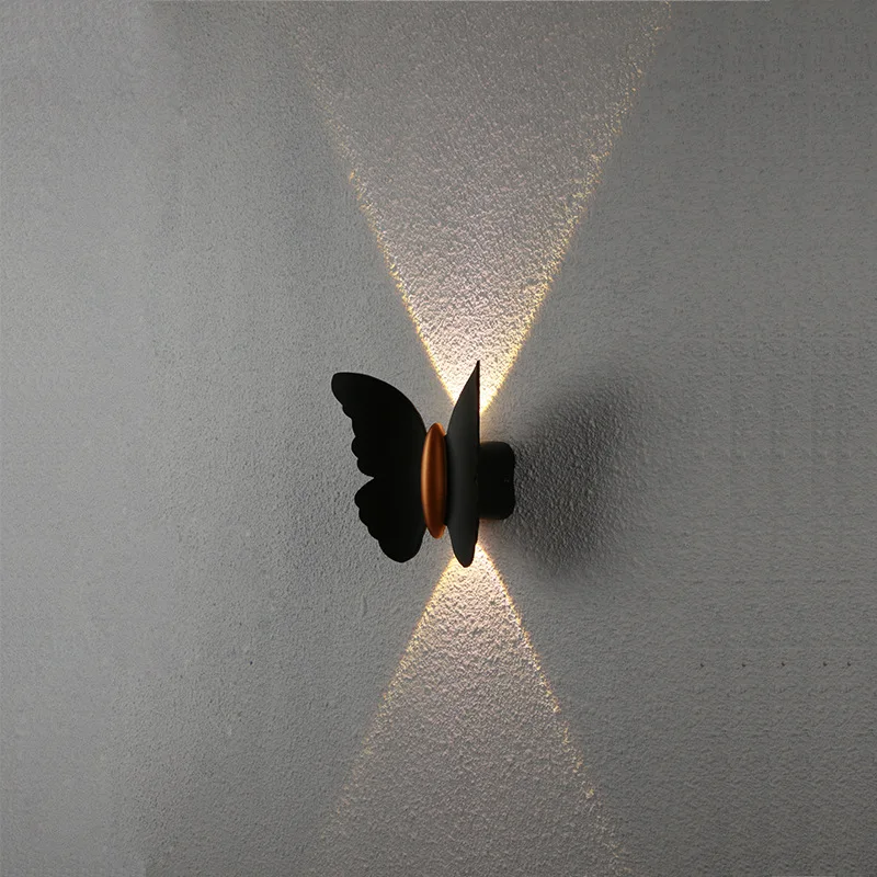 New Indoor And Outdoor Dual-use Simple Creative Up And Down Luminous Butterfly Wall Lamp 6W Waterproof