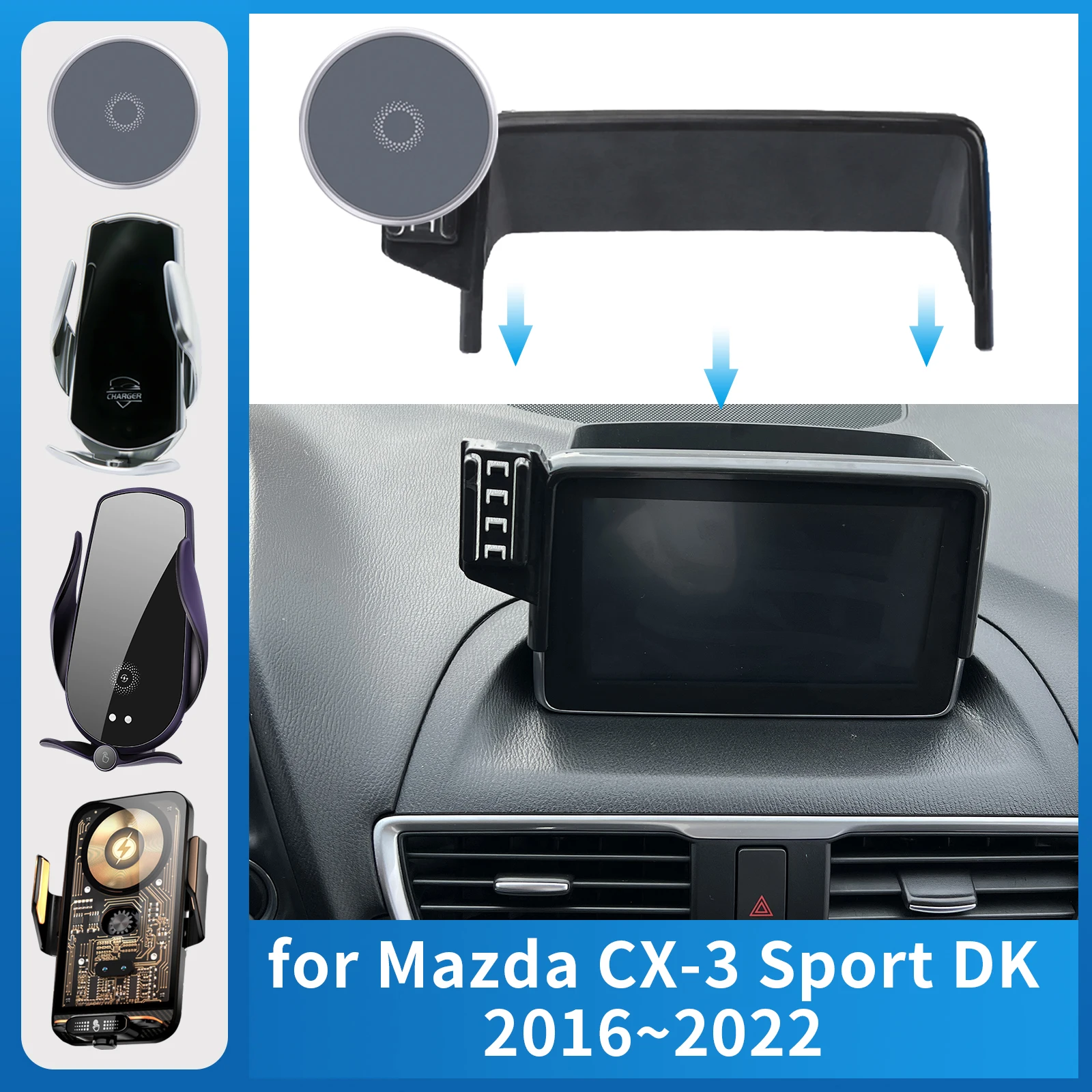 

for Mazda CX-3 CX3 Sport DK 2016~2022 Car Phone Holder Screen Fixed Navigation Bracket Base Wireless Charging