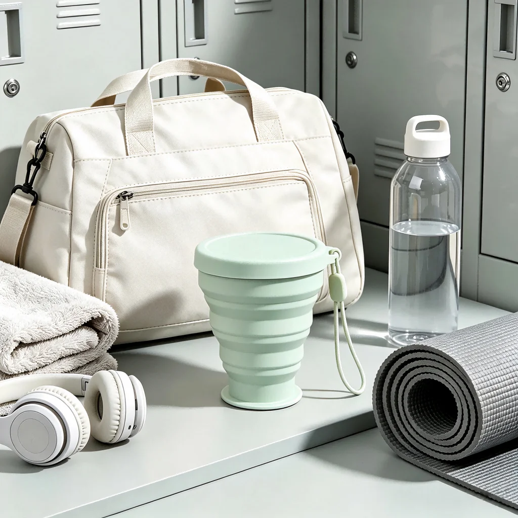 Portable Silicone Folding Travel Cup with Lid & Lanyard, Food‑Grade Reusable Collapsible Cup for Commute, Business Trip, Gym, Picnic and Short‑Distance Travel