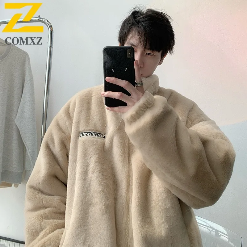 COMXZ 2025 الشتاء فرو الأرنب الصناعي سترة قطن D3124 TP95 الوقوف طوق مشبك تصميم معطف دافئ #4