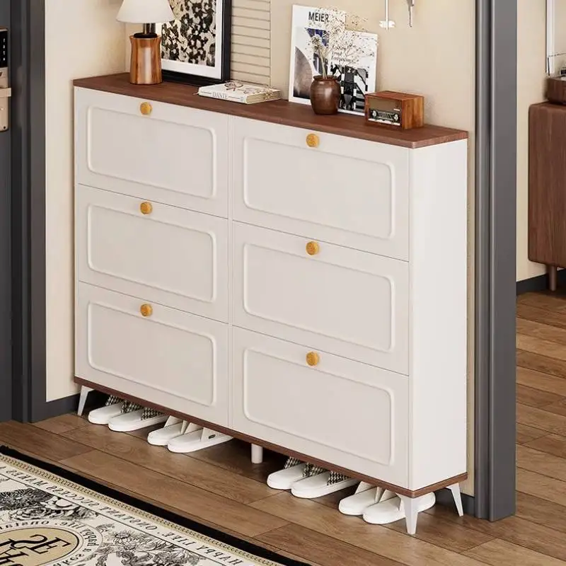 الشمال نمط الأبيض خزانة خذاء كريم الحديثة الفاخرة غرفة المعيشة خزائن الأحذية تخزين ضيق Szafka Na Buty أثاث المنزل #4