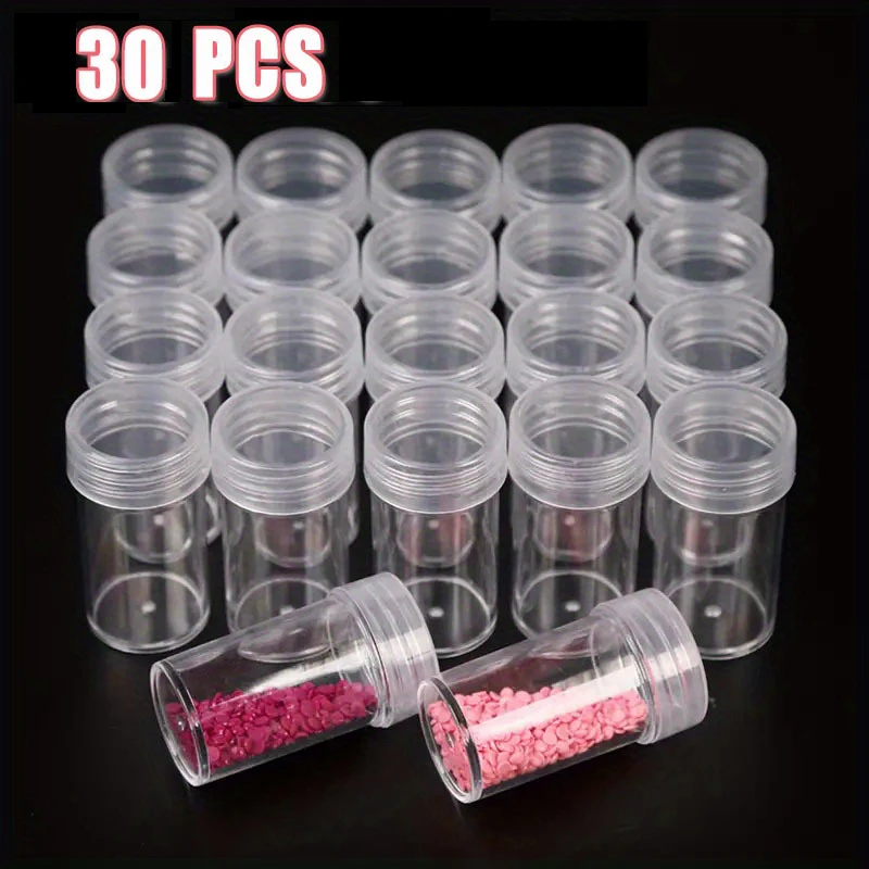 30 bouteilles de rangement transparentes en plastique, conteneurs pour perles de broderie diamant, organisateurs d'art et d'artisanat, fournitures de bricolage transparentes