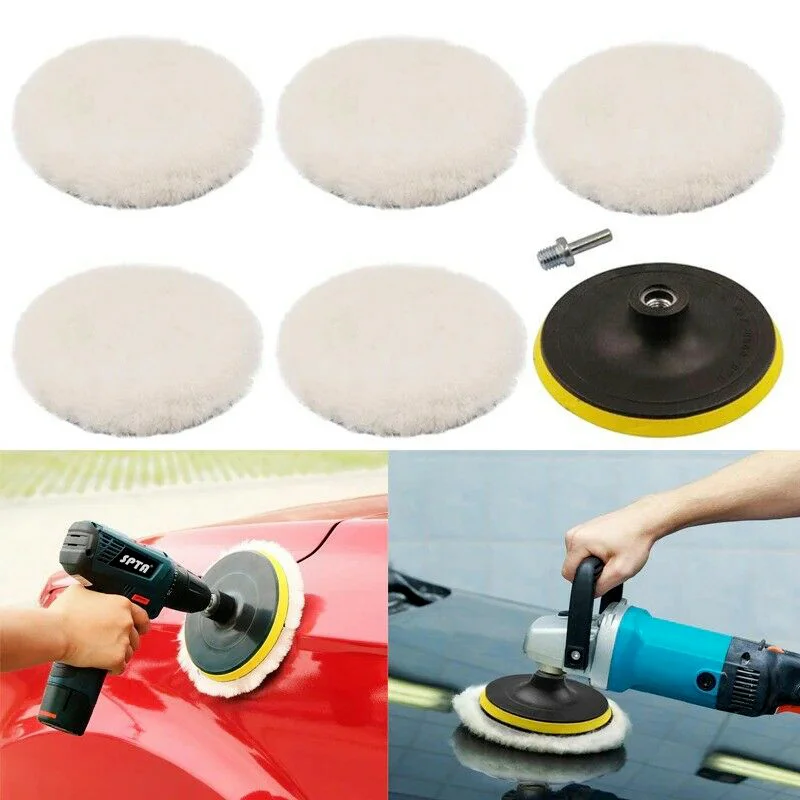 3/4 /5/6/7 Inches Car Beauty Polishing Disc Wool Wheel Waxing Cleaning Wool Ball Sponge Self-adhesive Polisher Sponges Discs