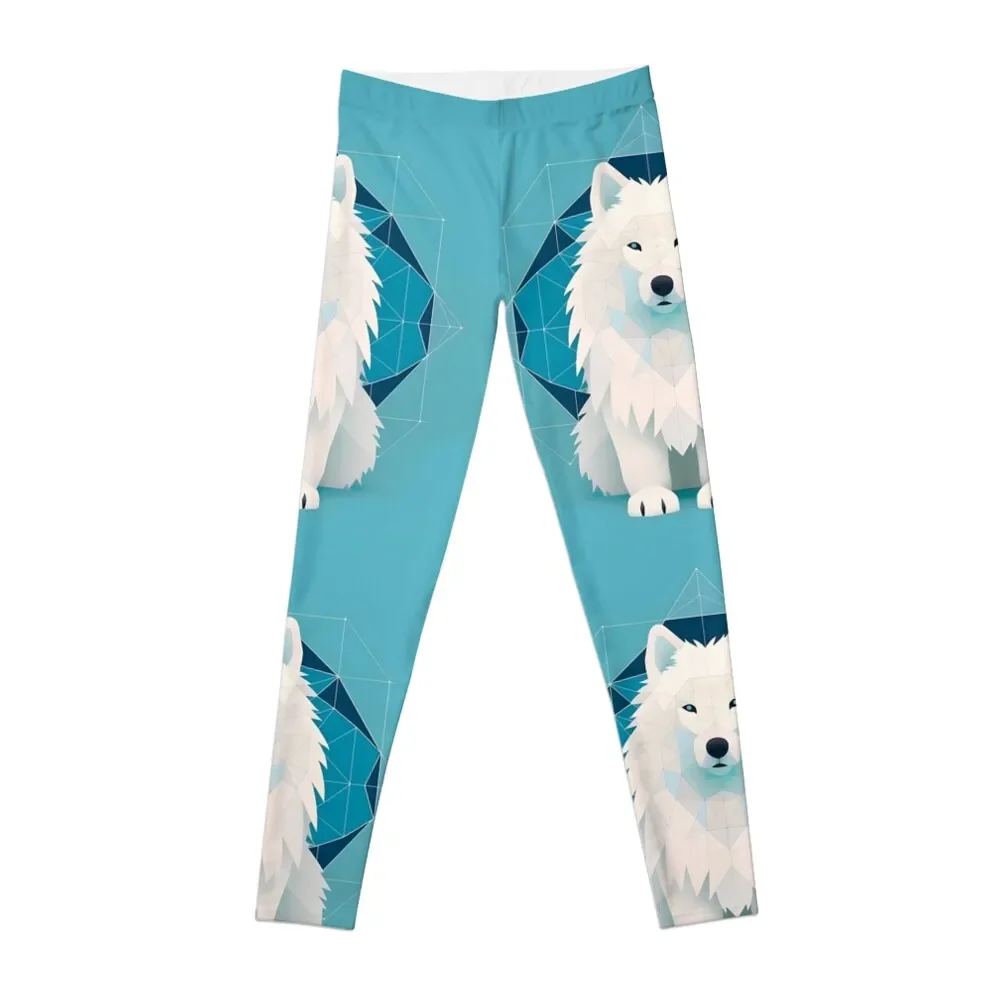 

Cute Samoyed Dog Abstract Design For Dog Lovers, Dog Dad and Mom Leggings gym pants fitness set gym Jogger pants Womens Leggings