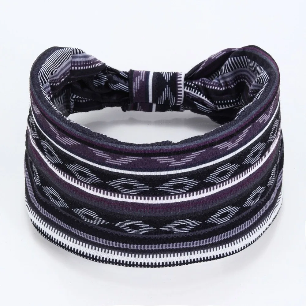 New Elastic Wide Headbands Vintage Knot Boho Turban Star Printed Flower Print Printed Headscarf Girls