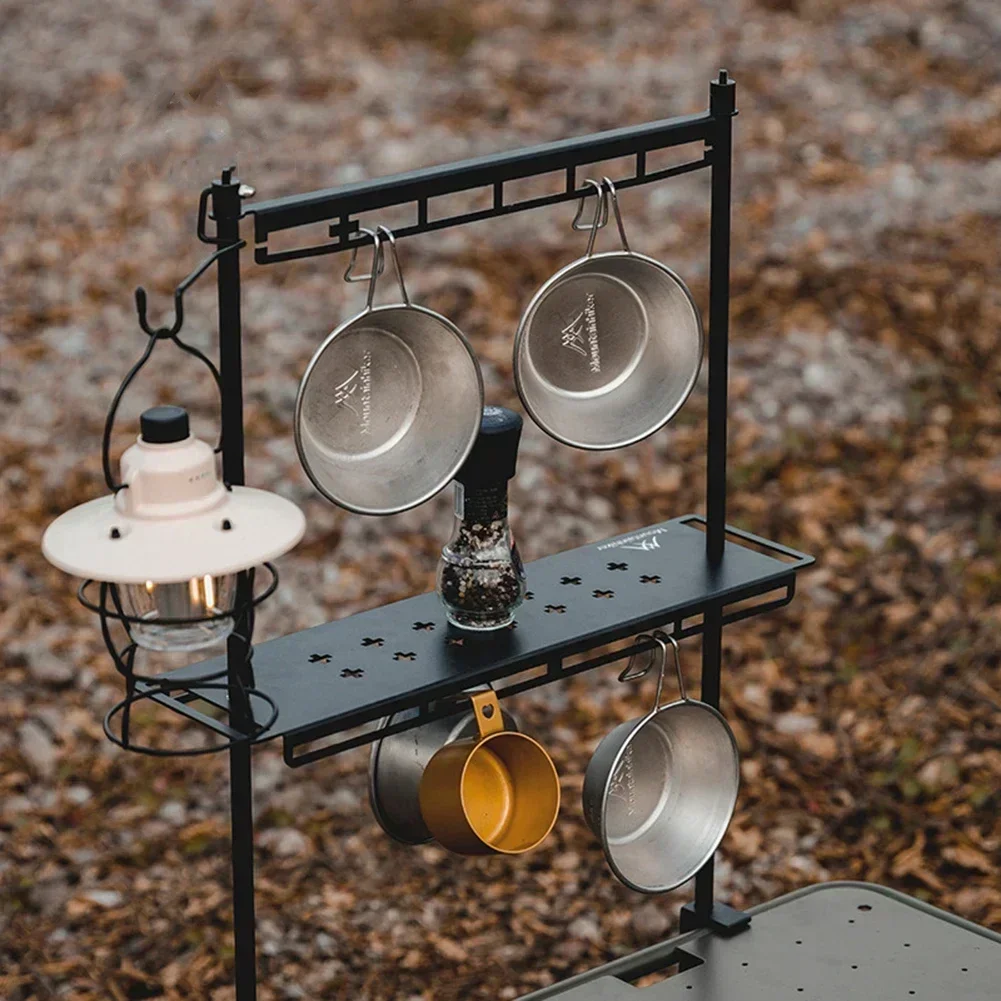 Camping Table Hanging Rack Shelf BBQ Picnic Desktop Storage Bracket Outdoor Tools Lantern Pole Stand Cookware Lamp Hanger Hook