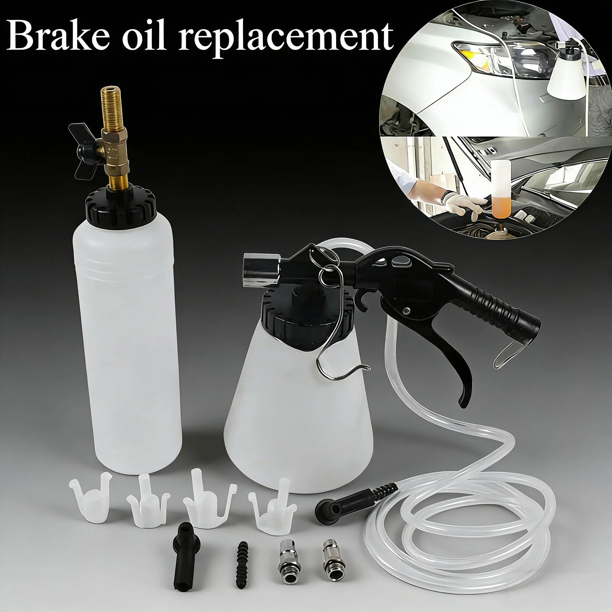 Kit de Sangria de Freio 1L 0.75L, Bomba de Fluido Hidráulico para Troca de Óleo com Tanque e Tubos para Carro, Caminhão, Moto e Reparo Automotivo