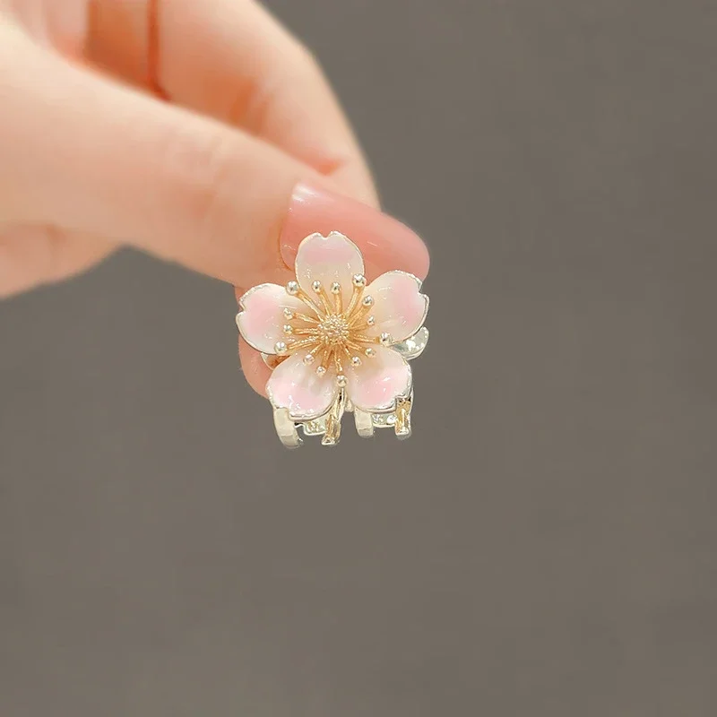 Kawai Mini Cherry Blossom Hair Clip for Women Pink Flower Cute Shark Clips Hair Accessories Ponytail Hair Styling Tools