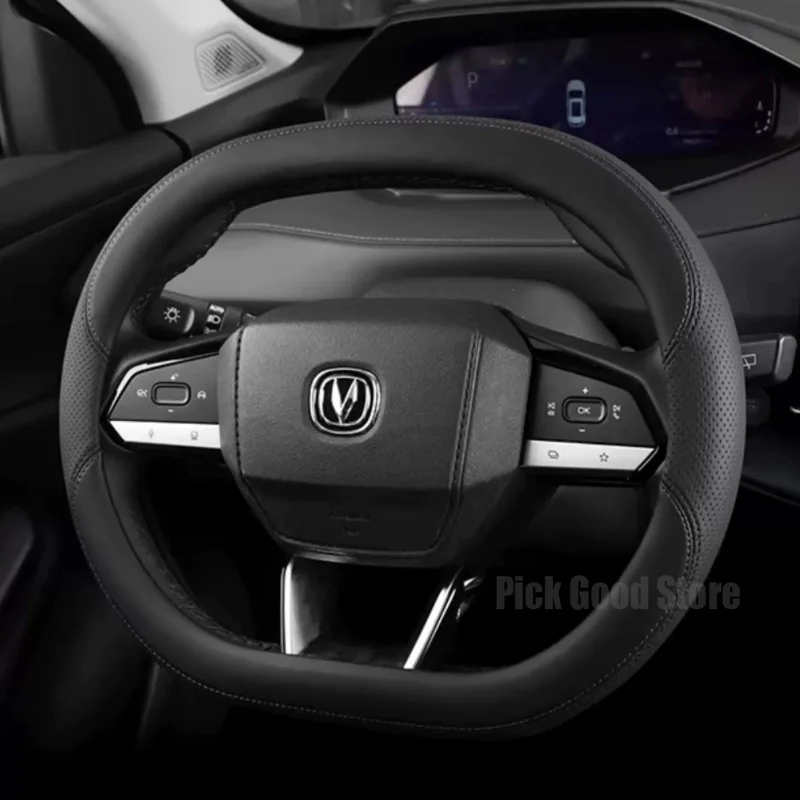 Leather Car Steering Wheel Cover For Changan Cs55 Plus Unis Unik IDD 2025 2026 Anti Slip Breathable Car Interior Accessories