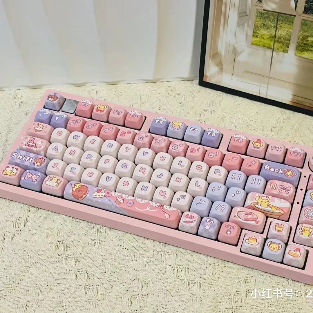 Cute Cartoon Theme Keycaps MOA Profile 142 Keys Key Cap Girl Square PBT Keycaps Anime Keycap Mechanical Keyboard Keycaps 7u 6.25