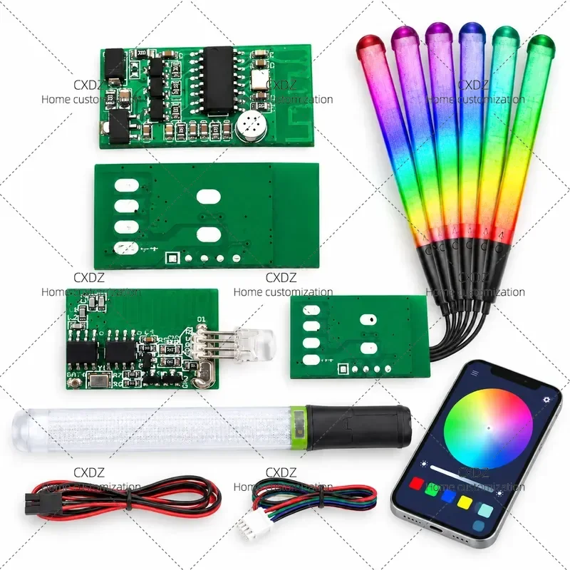 Glow Stick Transformation Bluetooth Module with Microphone Music Rhythm RGB Full Color LED APP Control
