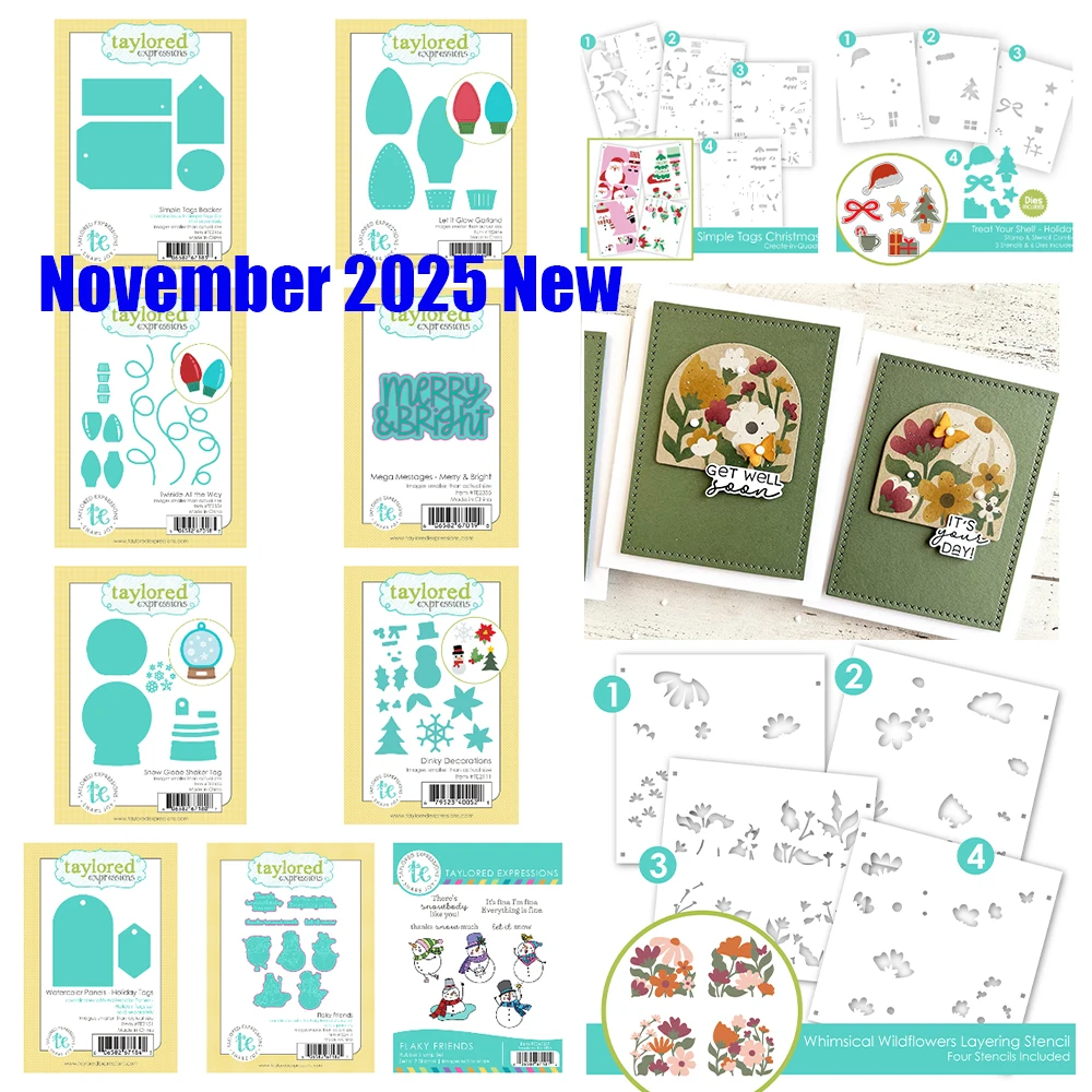 

2025 November New Watercolor Panels Whimsical Wildflowers Metal Cutting Dies Stamps Stencils DIY Scrapbook Handmade Photo Album
