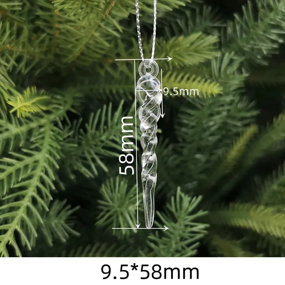 

Camal 10Pcs Christmas Decoration Simulation Ice Xmas Tree Hanging Ornament Artificial Fake Icicle Winter Party New Year Home DIY