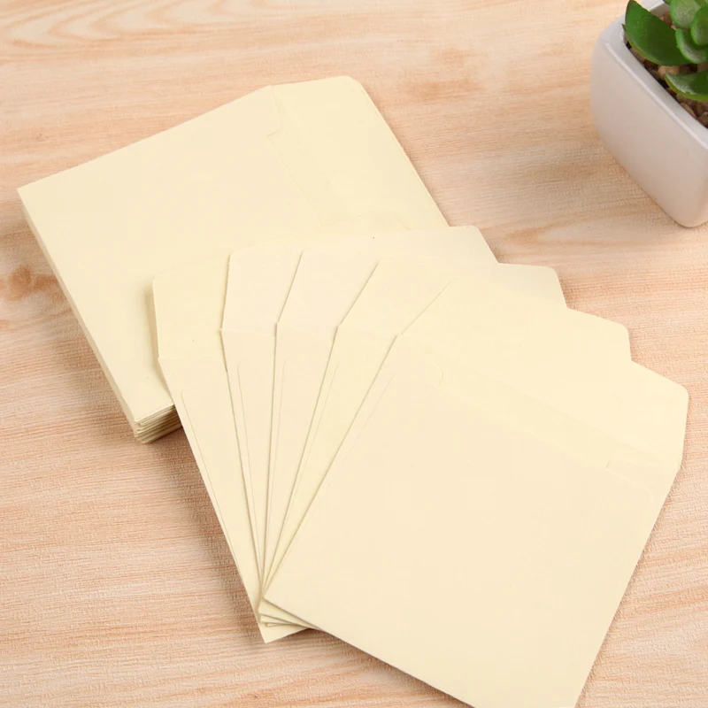 100pcs- 8*8cm Kraft Envelopes Square white small envelope card bank card membership card envelope Wedding Party Invitation