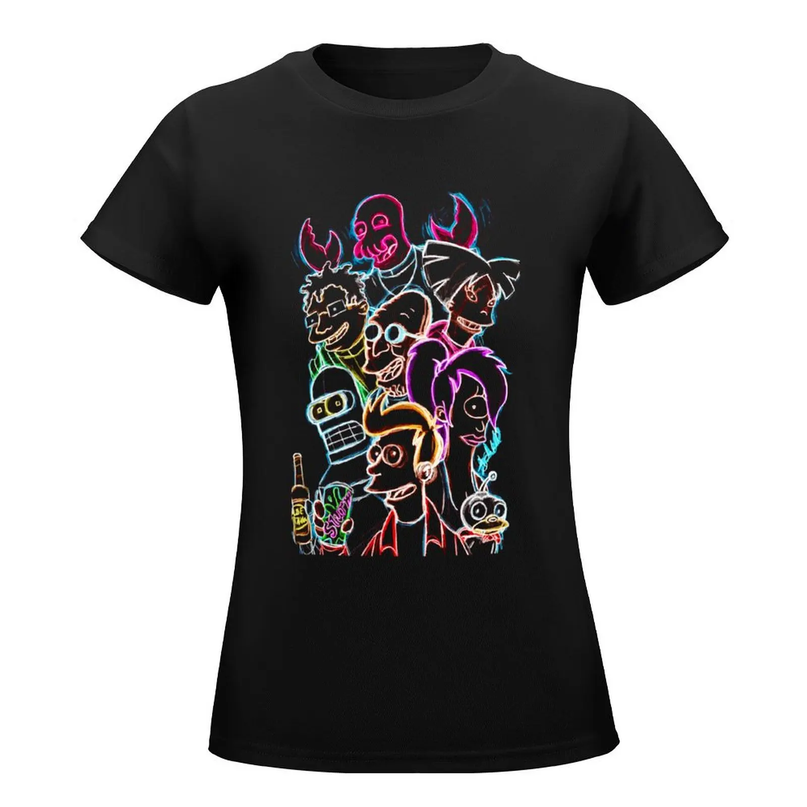 Graphic Futu Cartoons Characters T-Shirt hippie clothes Female clothing black t-shirts for Women