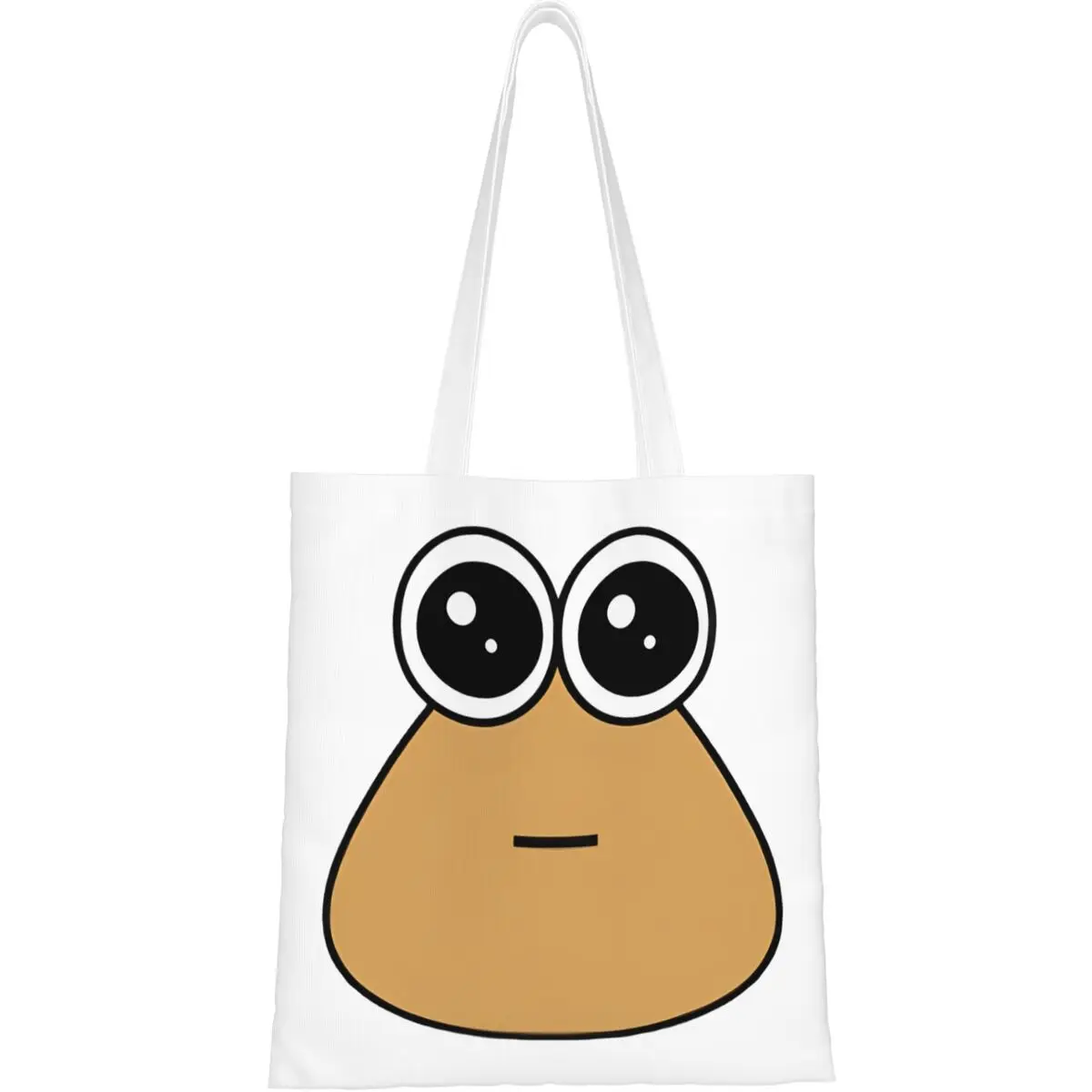 My Pet Alien Pou Canvas Tote Bag Simple Style Large Capacity Shopping Bag for Women Student Bags