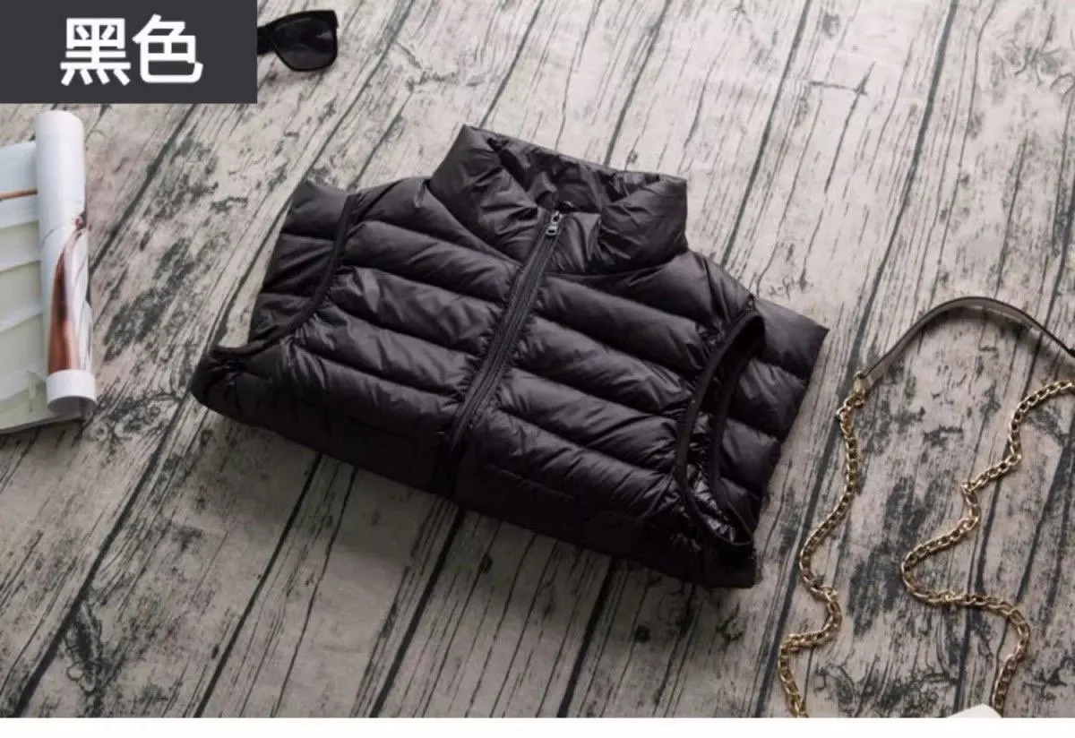 Spring Autumn Women Lightweight Puffer Jacket White Duck Down Vest Warm Winter Slim Sleeveless Waistcoat Female Portable Outwear