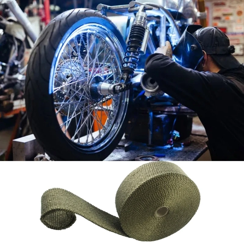 Motorcycle Exhaust Thermal Tape Heat Wrap Shielding Fiberglass Shielding Band 33Ft