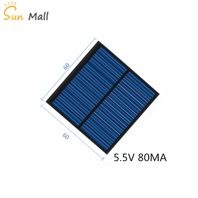 Mini Polycrystaline Silicon Solar Panel 5.5V 80MA for Charging 3.7V mobile battery power board