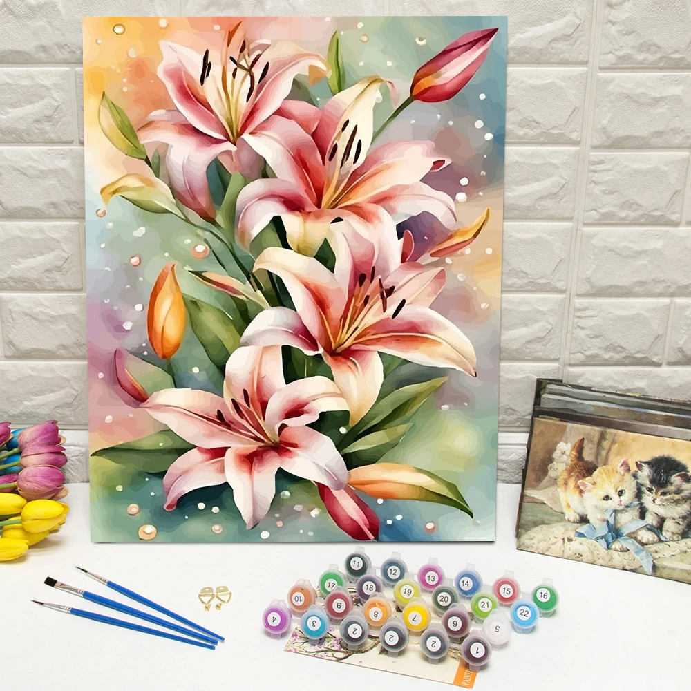 Malen nach Zahlen, Kit für Erwachsene, Blume, DIY, digitales Ölgemälde, Orchidee, Zeichnung auf Leinwand, handgemaltes Gemälde, Kunst, Heimdekoration, Geschenk