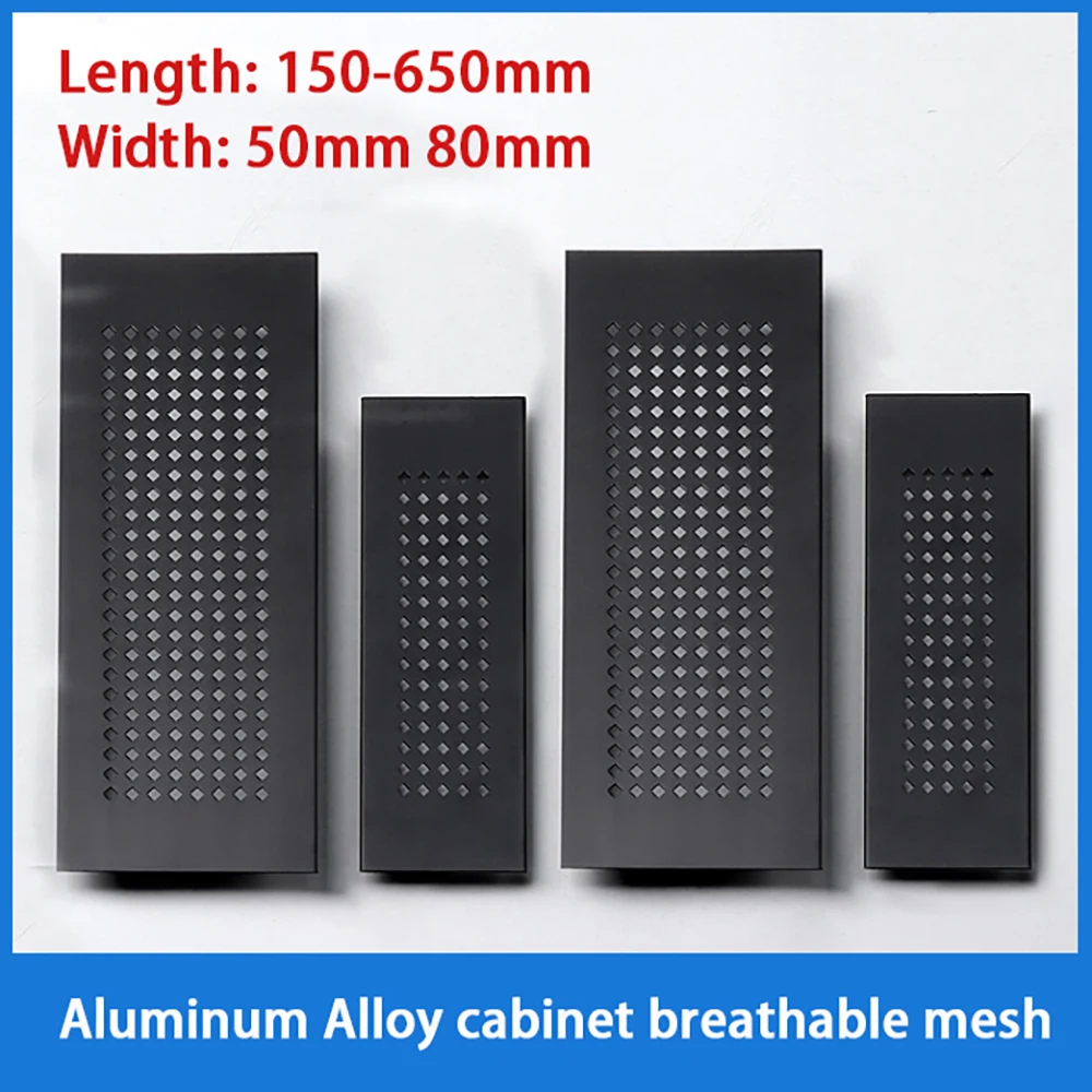 1Pcs Black Aluminium Alloy Vents Rectangular Ventilation Grille Vents Wardrobe Shoe Cabinet Ventilation Grid Closet Hardware