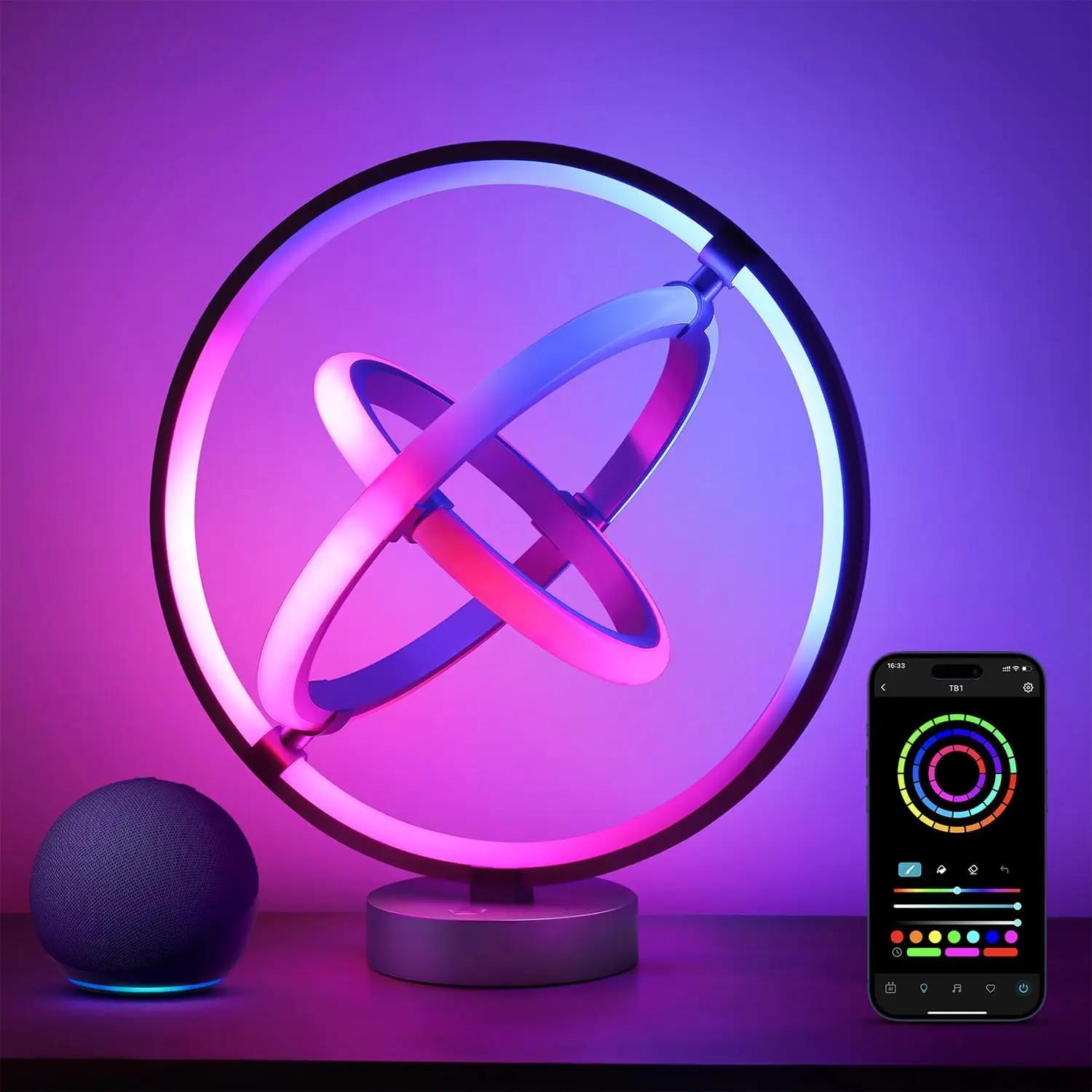 

Умная настольная лампа с ИИ, изменением цвета RGB, синхронизацией музыки и голосовым управлением для Alexa и Google Home