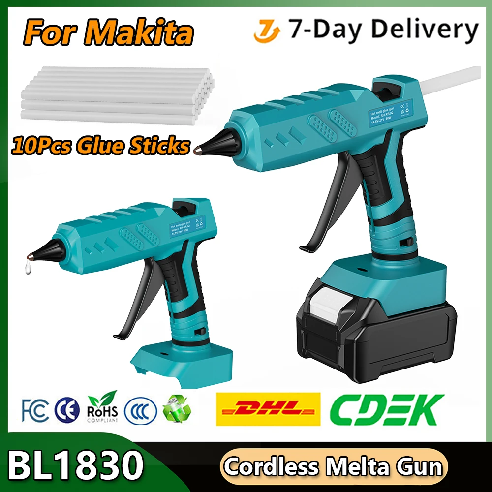 Turpow Cordless Hot Melta Gun For Makita BL1830 18V Battery Li-ion BL1815 BL1840 BL1850 Power tool Accessories With Glue Sticks