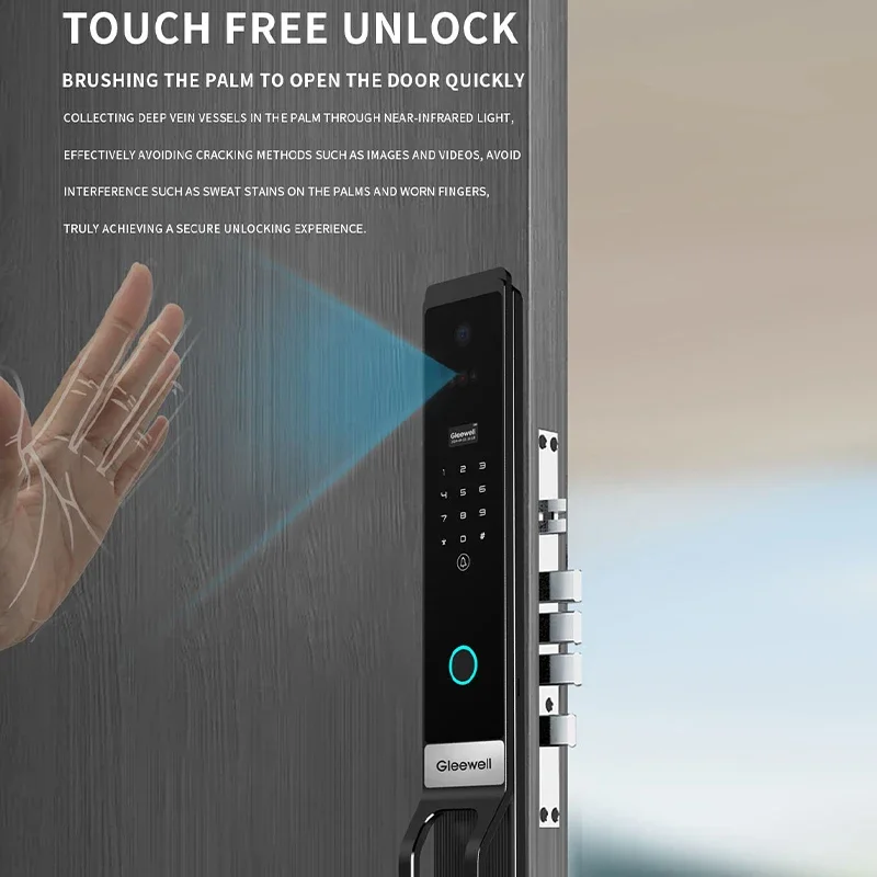 Tuya App Face Recognition Cnc Smart Door Lock With Wifi Camera Programmable Wireless Card Biometric Fingerprint Smart Door Lock