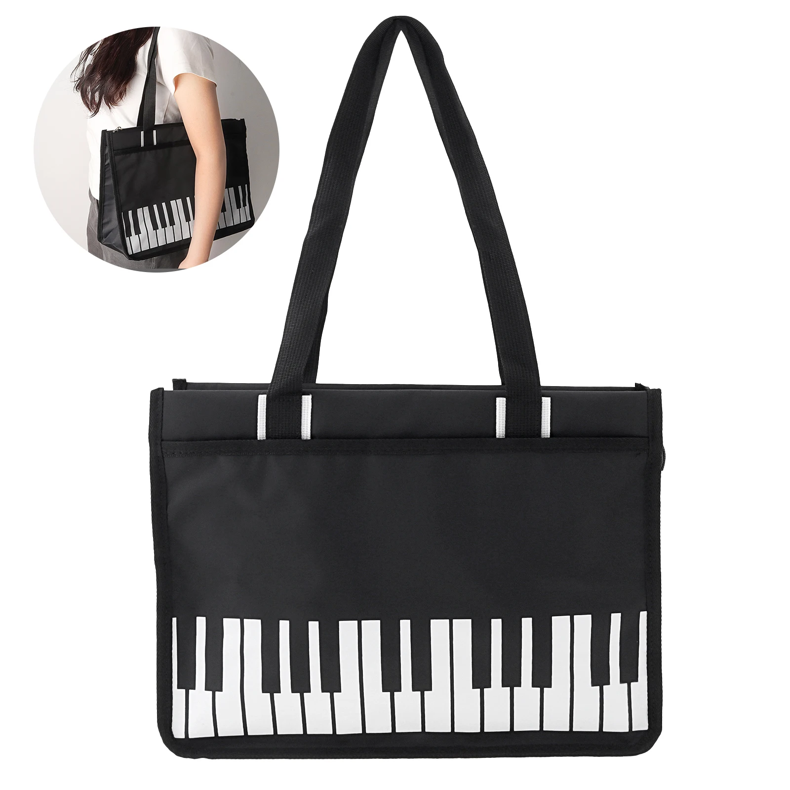 Oxford Cloth Music Style Tote Bag for Organizer Sheet Music, Lessons & Accessories, Music Class Tutoring / Choir Score Bag