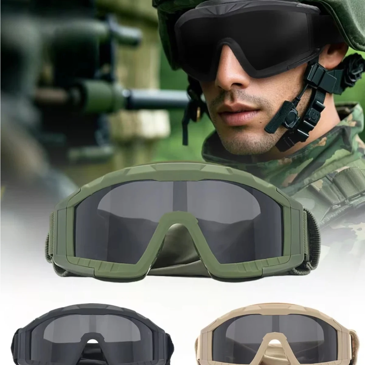 

Outdoor tactical glasses, desert locust military fan goggles, dust-proof shooting, motorcycle CS shock resistant sports glasses