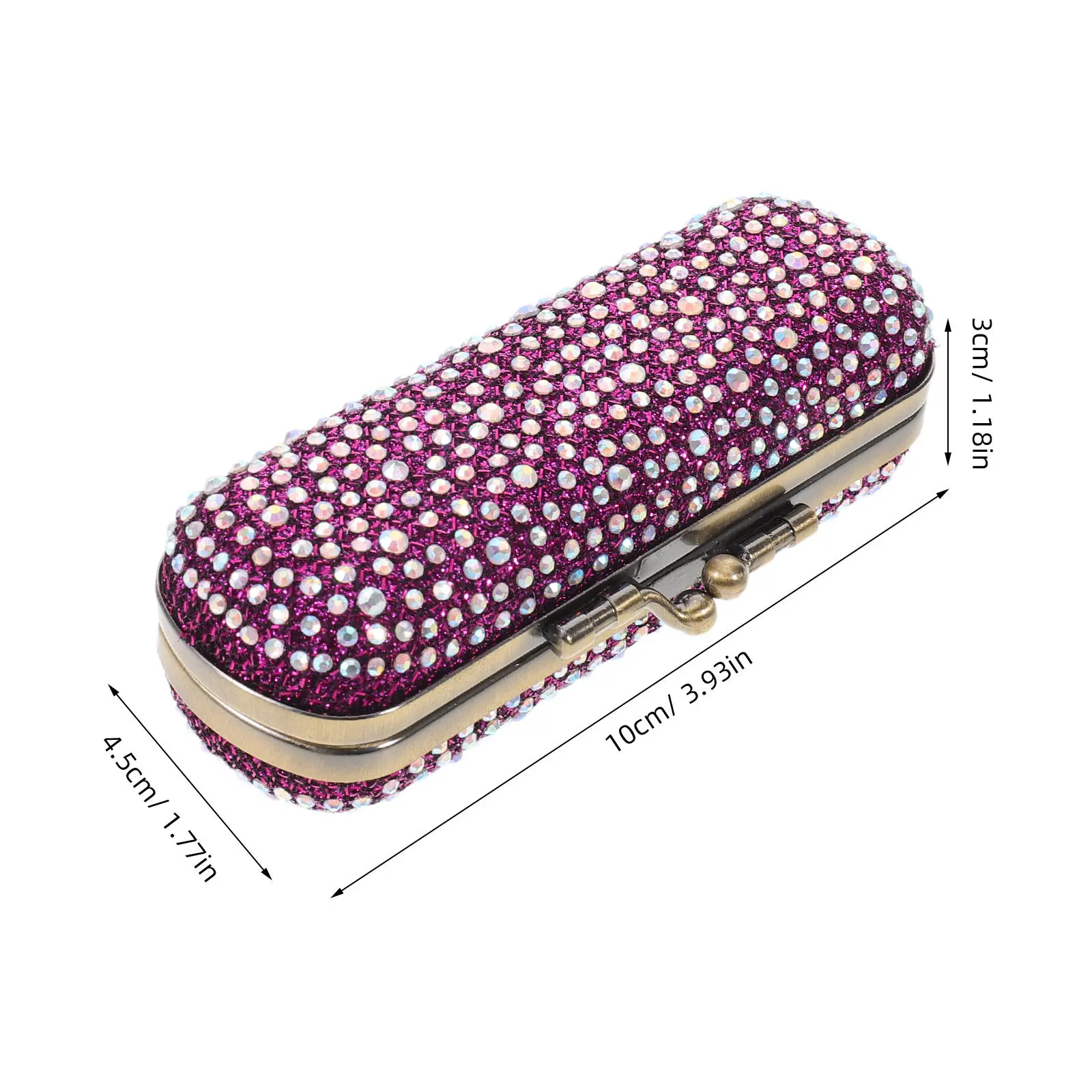 Shiny Lipstick Storage Case Rhinestone Design with Mirror Anti-Drop Portable Organizer for Travel Violet