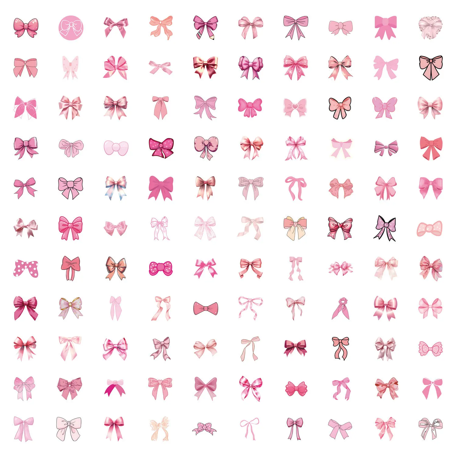 10/55/110PCS Pink Bowknot Stickers Graffiti Decoration Coquette Bows Sticker Skateboard Luggage Laptop Guitar Bike Kids Toys