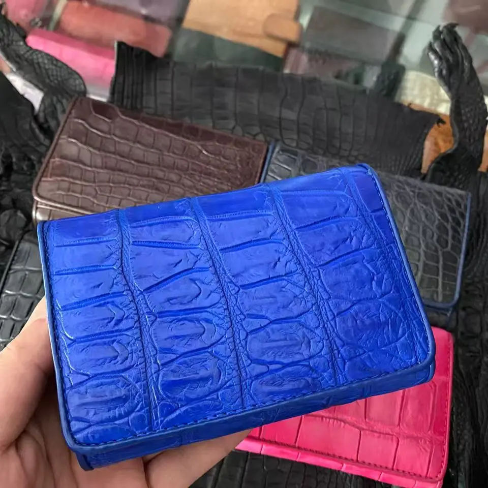

2025 New Crocodile Leather Women's Short Purse Large Capacity Lady Wallets With Coin Pocket Fashoion Blue Money Bag For Woman 45