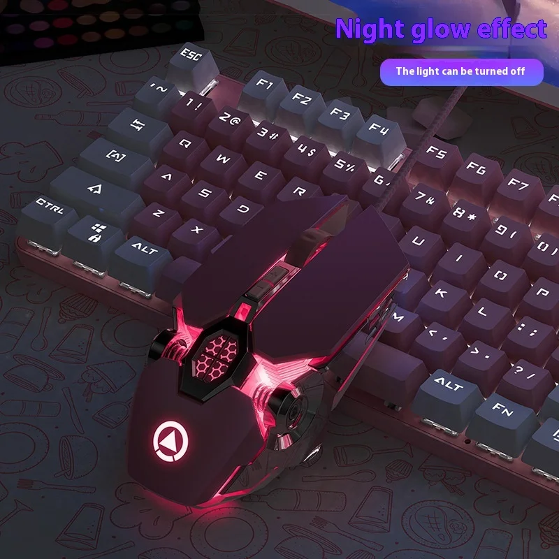 Cherry Blossom Powder Cute Girl Esports Game Mouse Mixed Light Usb Wired 3200dpi Arbitrary Engineering Mouse Computer Peripheral