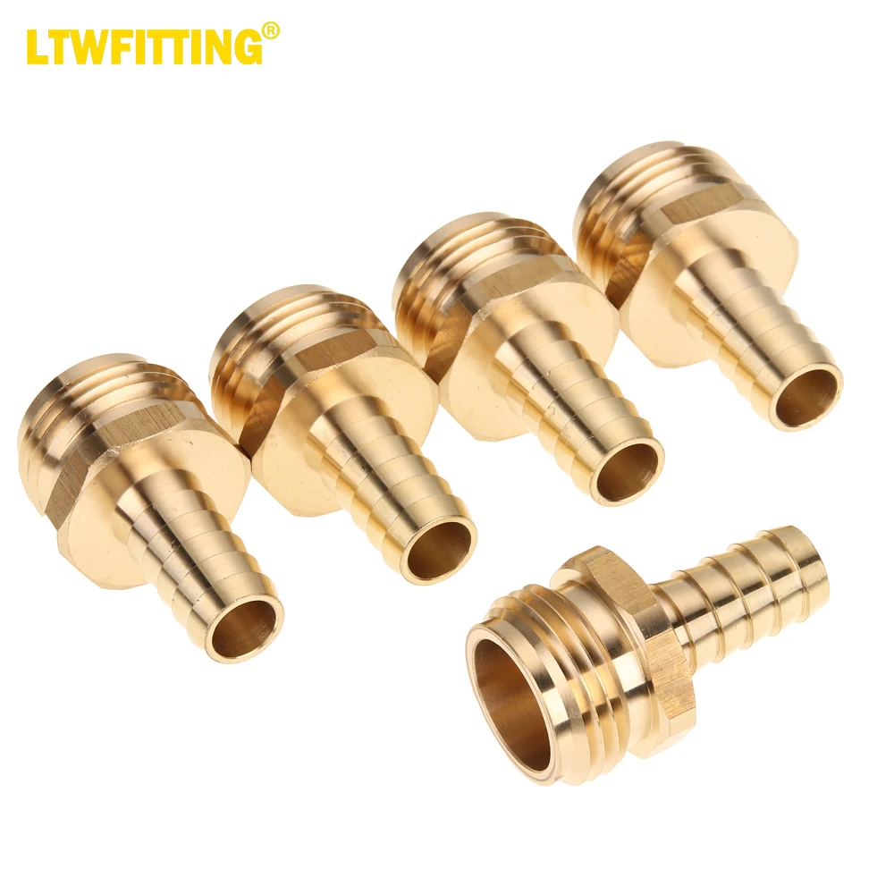 

LTWFITTING Brass 1/2" Barb x 3/4" MHT Hose Repair/Connector,Garden Hose Fitting(Pack of 5)