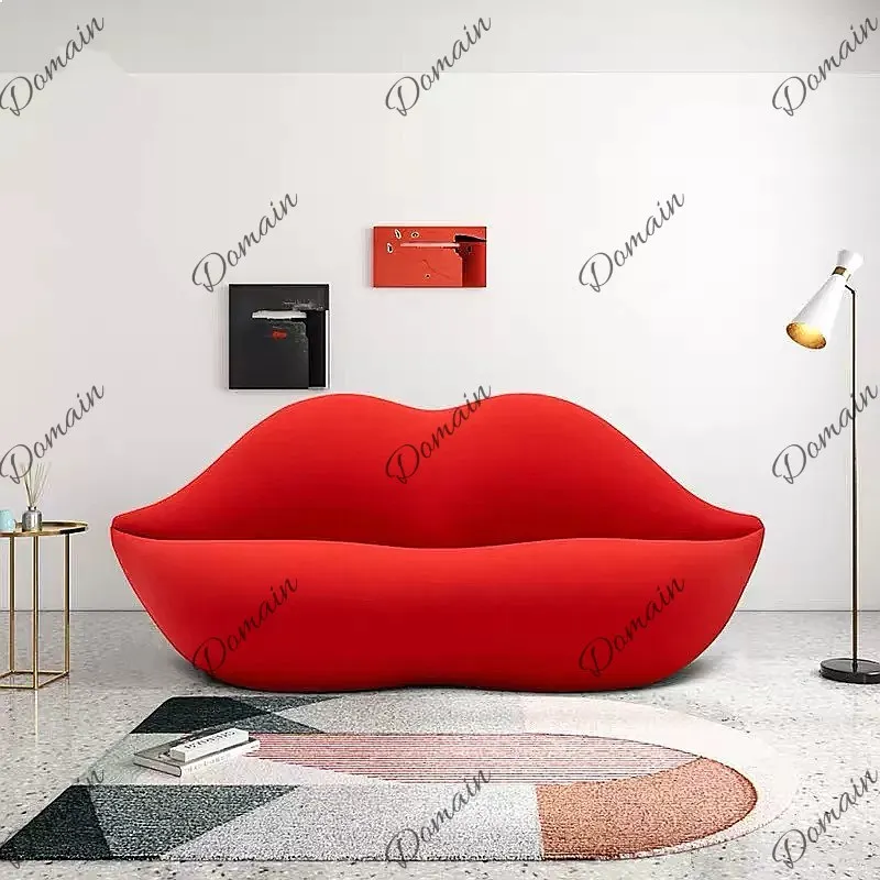 Red lip sofa designer light luxury hotel clothing store fashion velvet personality creative lips white sofa