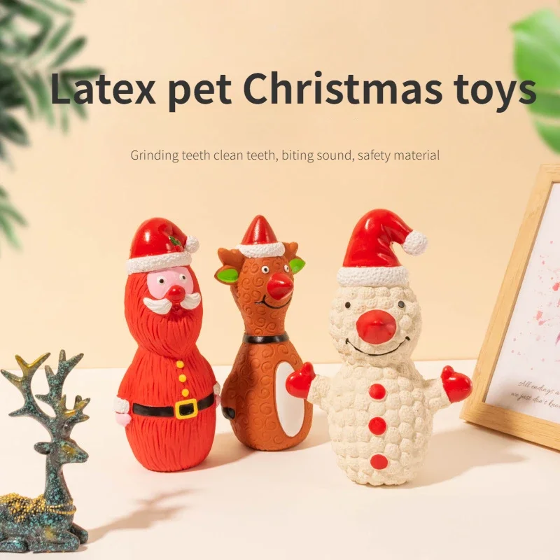 

New Latex Dog Toys Christmas Gift Elk Snowman Chew Pet Rubber Vocal Toy Grinding Teeth Cleaning Small Large Dog Interactive Toy