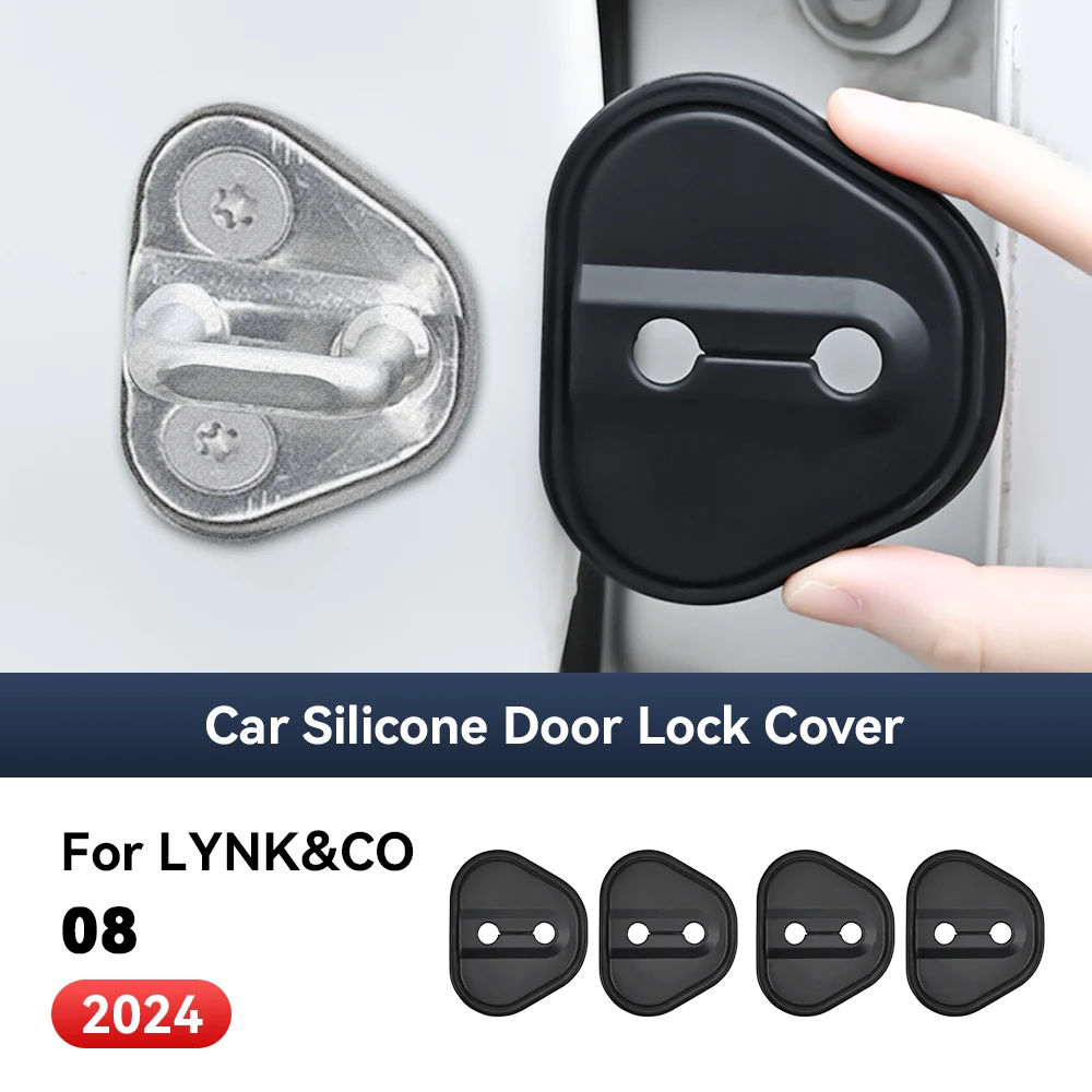 4 قطعة اكسسوارات السيارات الديكور سيليكون حماية السيارات مزلاج قفل الباب امتصاص الصدمات غطاء ل LYNK & CO 08 2024