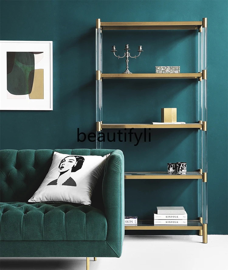 Acrylic Bookshelf Stainless Steel Layer Shelf Shelf Hotel Clubhouse Bookcase Clothing Display Shelf Light