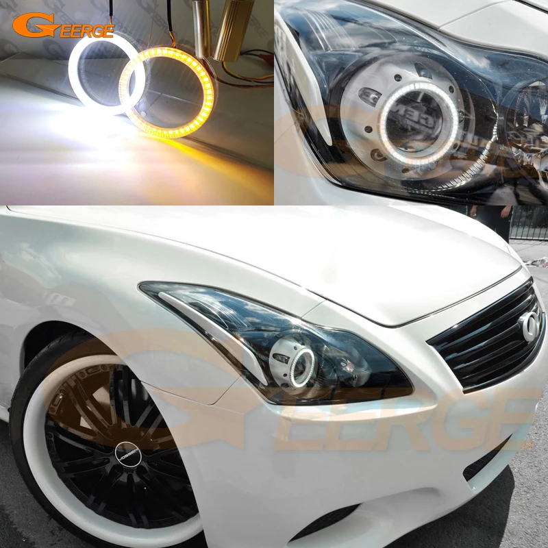 For INFINITI G37 Q60 Nissan Skyline 370GT V36 COUPE Ultra Bright A/W Switchback DRL Turn Signal LED Angel Eyes Kit Halo Rings