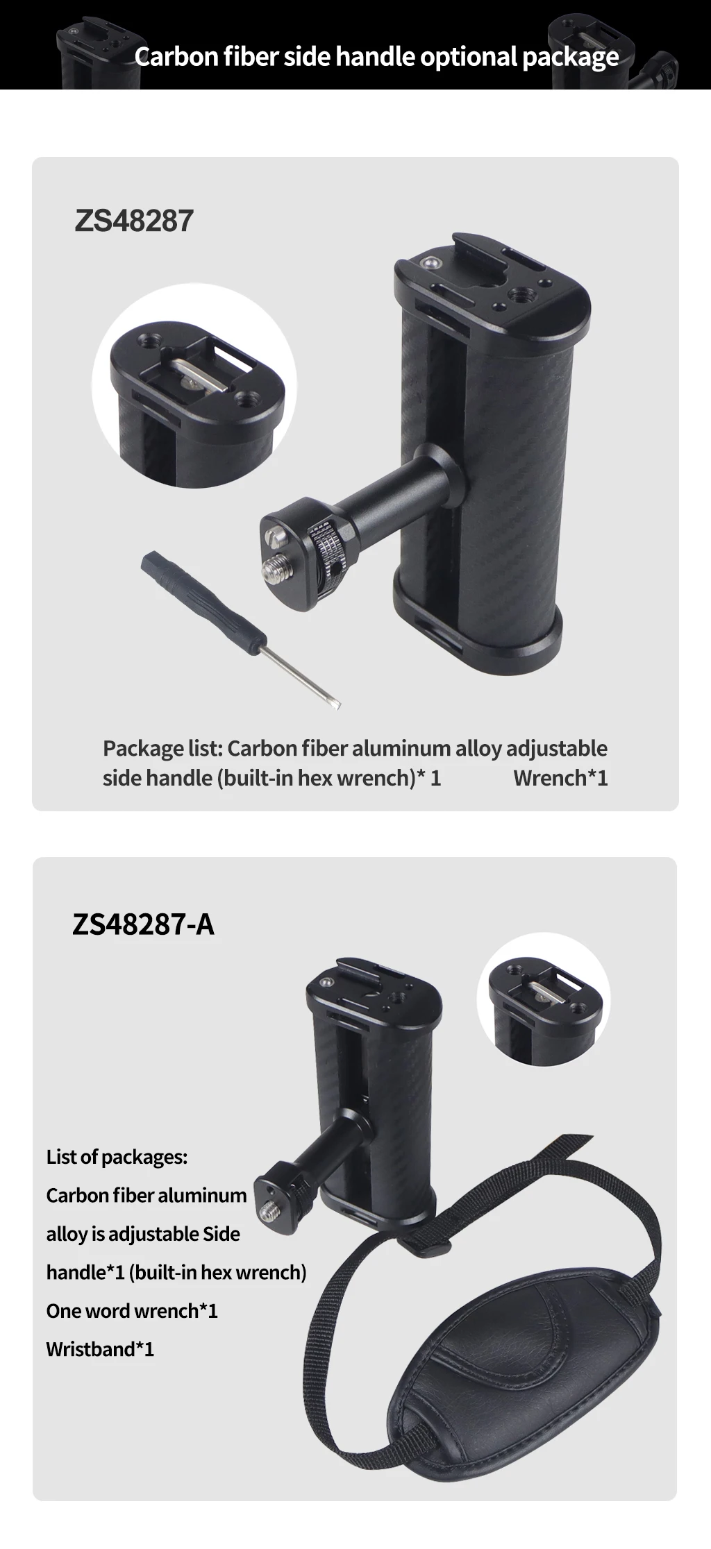 Universeller rechter und linker Seitengriff für Kamerakäfig-Handgriff mit Kaltschuhhalterung für Mikrofon-Videoleuchte für Sony für Canon Nikon – Detail 10