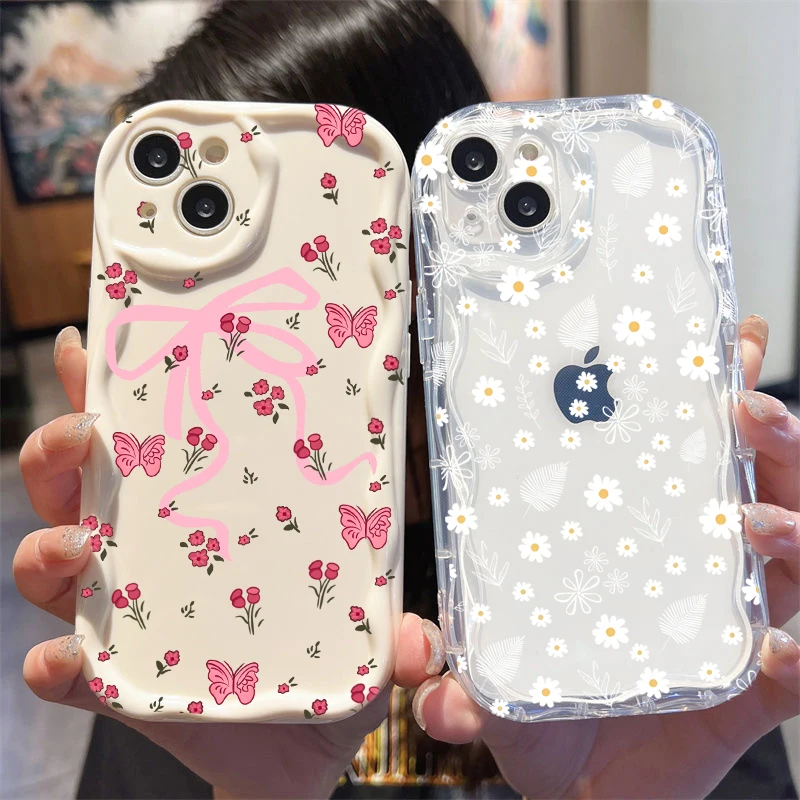 حافظة هاتف لهاتف جوجل بيكسل 10 7 8 9 برو XL 8A موضة زهرة سيليكون حافة متموجة كاميرا واقية رقيقة جدا غطاء مضاد للسقوط