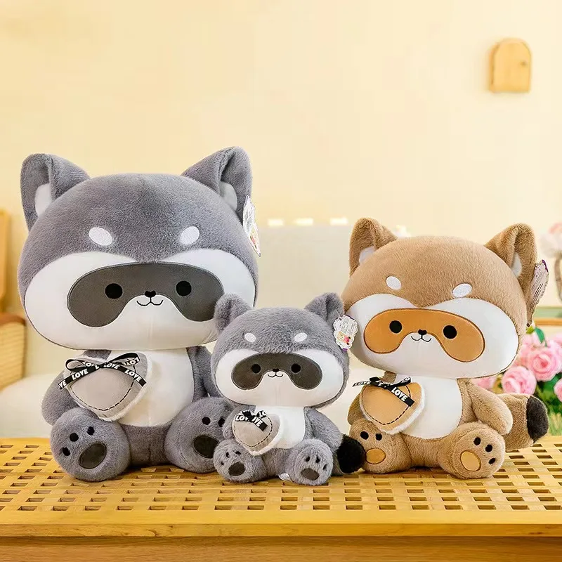 

Hot 1pc 25/30/40cm Stupid And Cute Heart To Heart Raccoon Doll Plush Toy Soft Stuffed Children's Gift