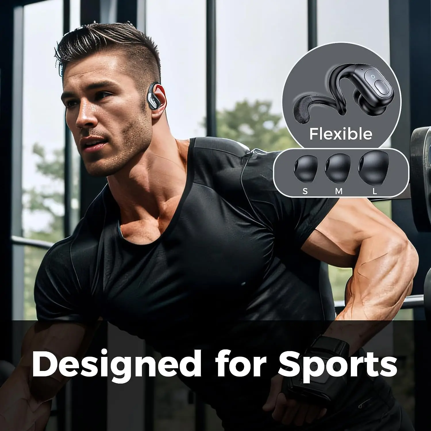 Wireless Bluetooth Earphones Headphones Outdoor Sports Headset 5.3 With Charging LED Display Button Control Earbuds for Running